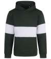 FR803 Heavyweight Panelled Hoodie Bottle Green / White colour image